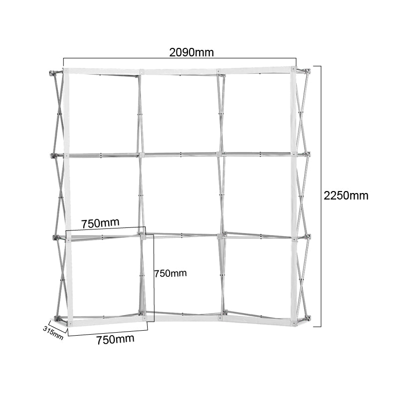 FabricPopUpCurvedDisplay3x3 Recycledisplay