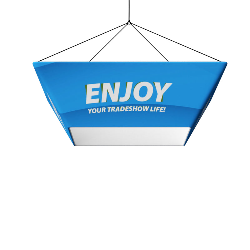 Hanging Faed Pyramid Sign 8FT Square pyramid-shaped hanging banner – RecycleDisplay